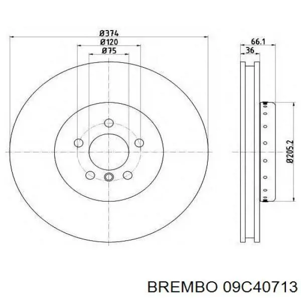 Купити 09C40713 Brembo Ротор гальмівний
