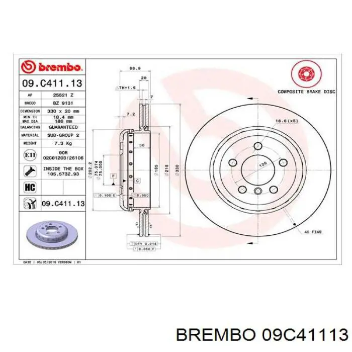 Задні дискові гальма Brembo 09C41113 ціна, від 151.93 USD