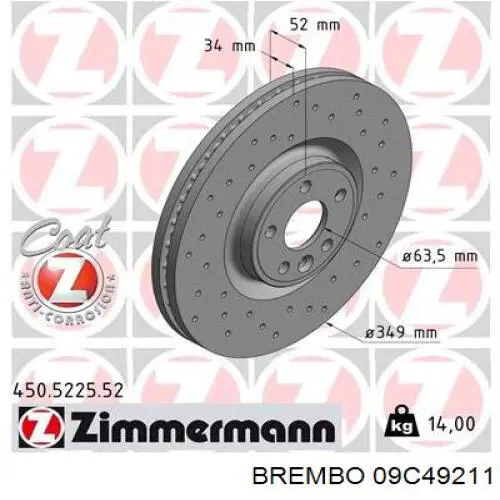 Гальмівні диски передні 450522552 Zimmermann