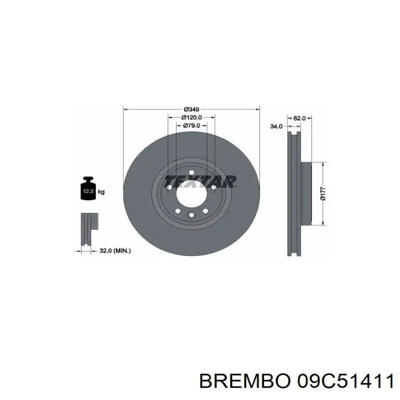 Гальмівні диски передні 09C51411 Brembo