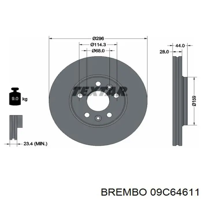 Диск гальмівний передній Brembo 09C64611