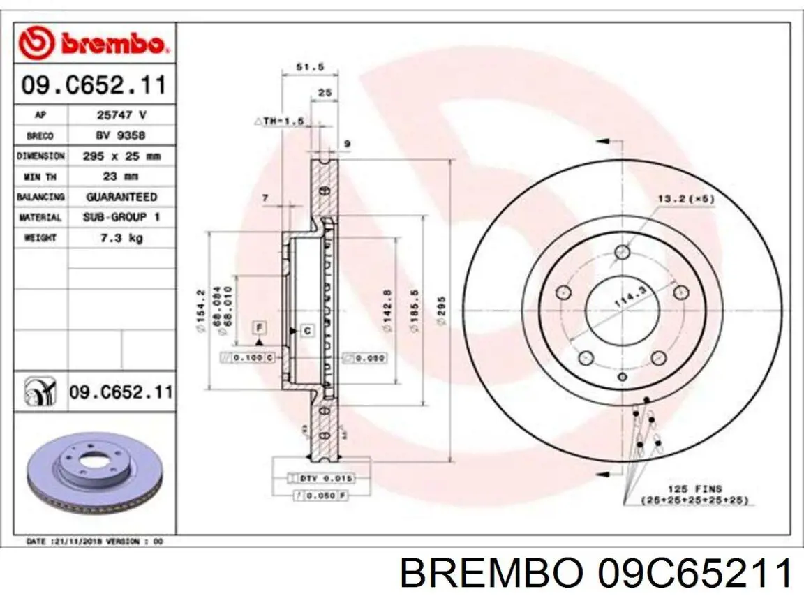 Гальмівні диски передні 09C65211 Brembo
