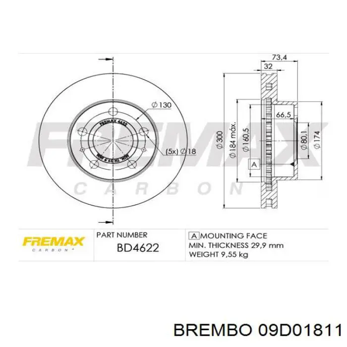 09D01811 Brembo диск гальмівний передній