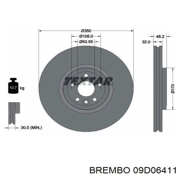 Диск гальмівний передній Brembo 09D06411