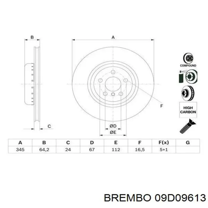 Купити 09D09613 Brembo Диск заднього гальма