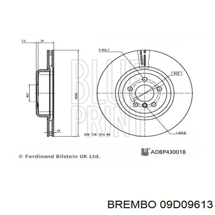 Гальмівні диски 09D09613 Brembo