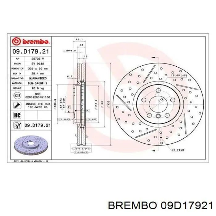 09D17921 Brembo Гальмо дискове переднє
