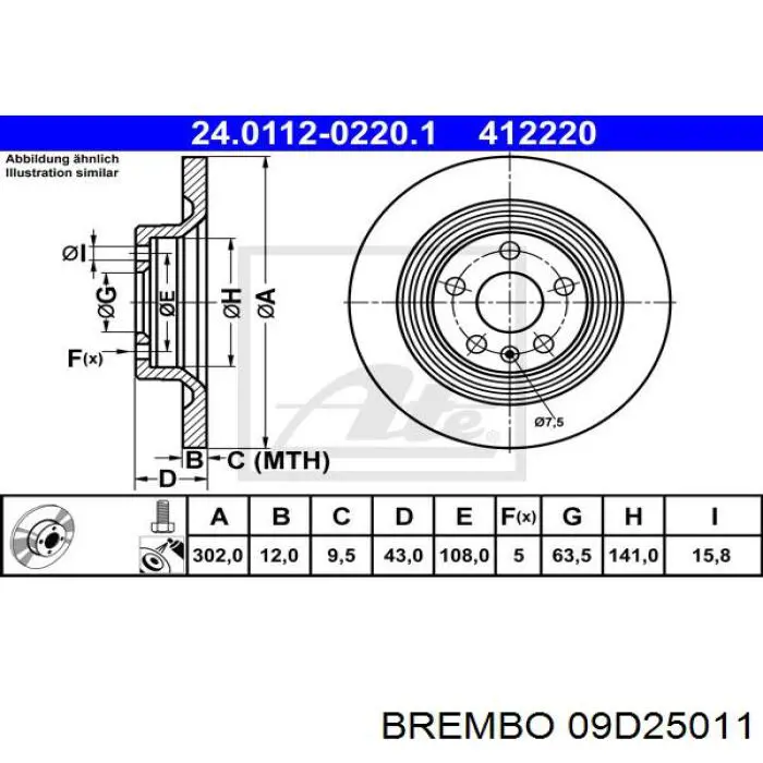 Диск переднього гальма Brembo 09D25011 ціна, від 60.87 USD