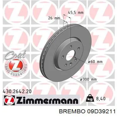 Гальмівні диски передні 09D39211 Brembo