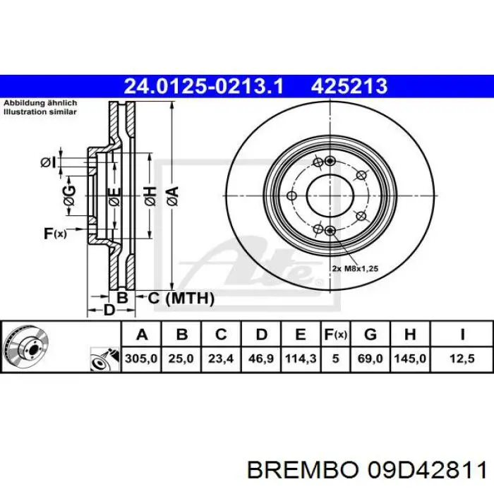 Гальмівні диски передні 09D42811 Brembo
