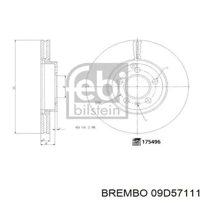 Купити 09D57111 Brembo Ротор гальмівний