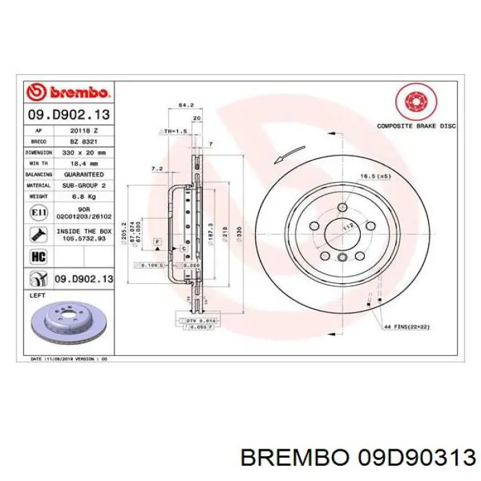 09D90313 Brembo Дискові гальма