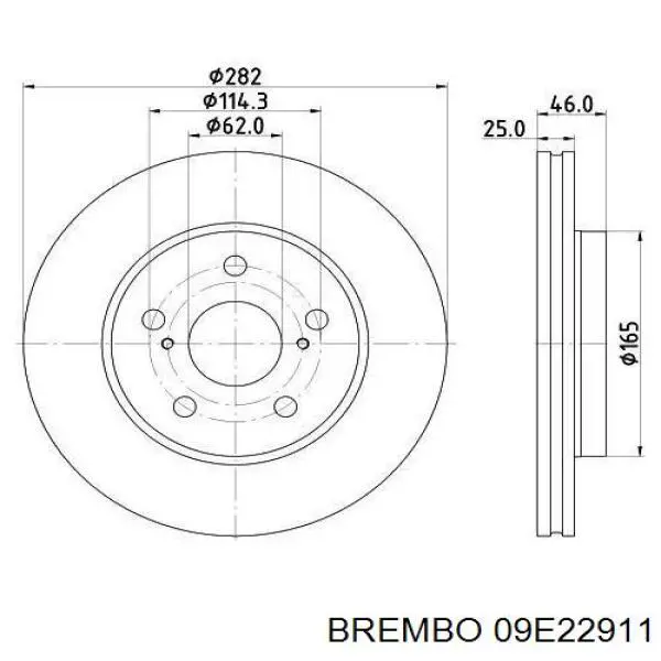 Диск гальмівний передній 09E22911 Brembo