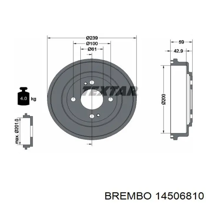 Барабан гальмівний задній 14506810 Brembo