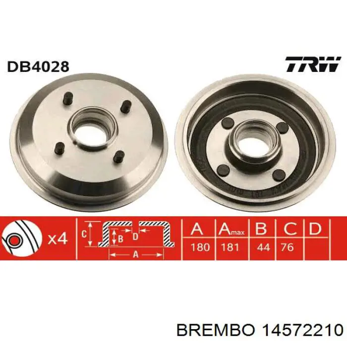 14572210 Brembo барабан гальмівний задній