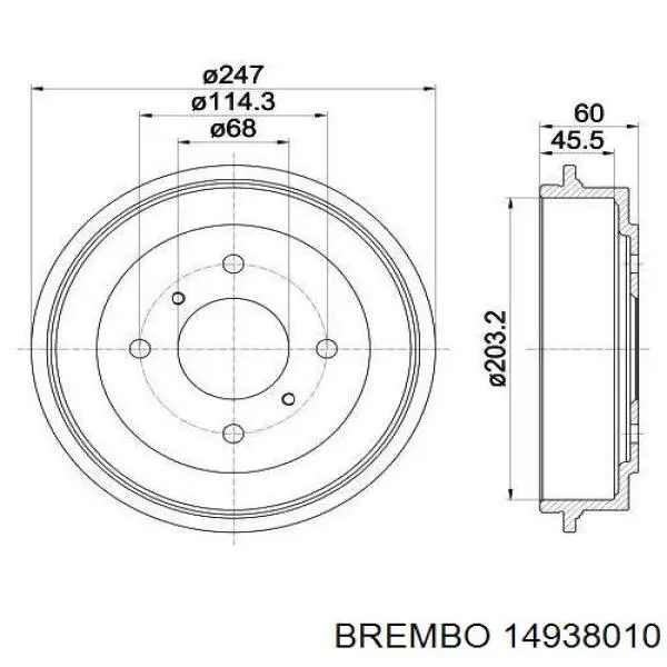 Купити 14938010 Brembo Барабан гальмівний задній