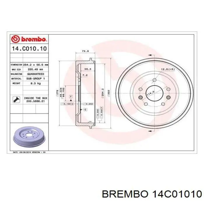 Барабан гальмівний задній 14C01010 Brembo