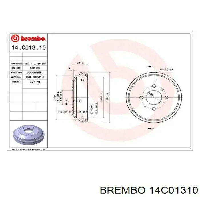 Барабан гальмівний задній 14C01310 Brembo