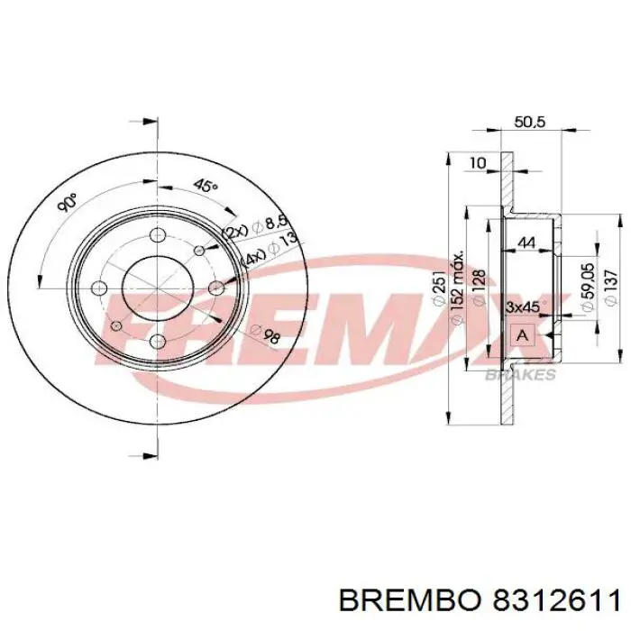 8312611 Brembo диск гальмівний задній