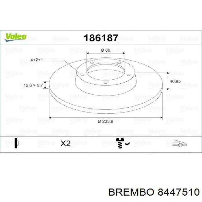 Диск переднього гальма Brembo 8447510 ціна, від 21.27 USD