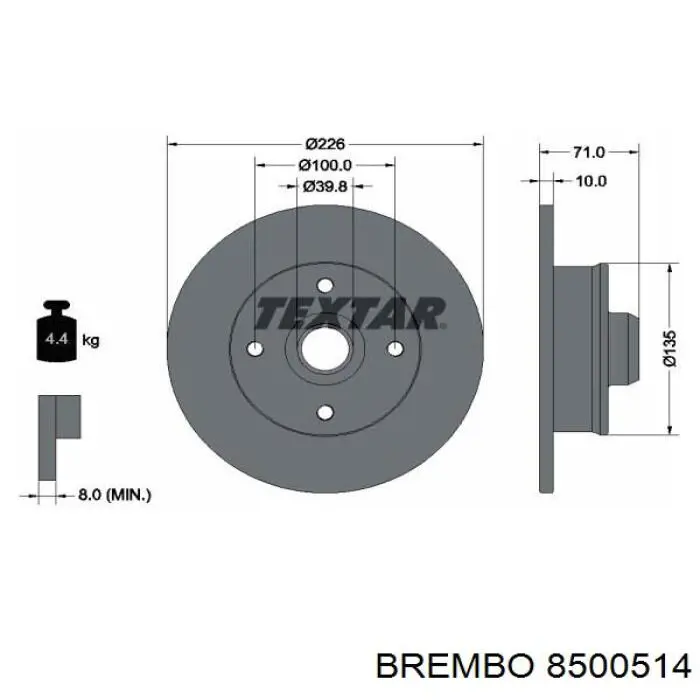 8500514 Brembo диск гальмівний задній