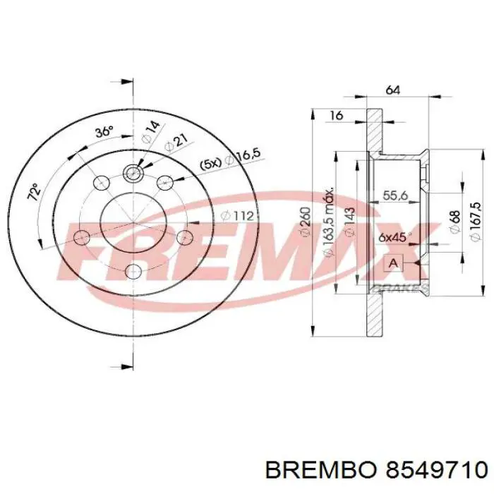 Диск переднього гальма Brembo 8549710 ціна, від 30.57 USD