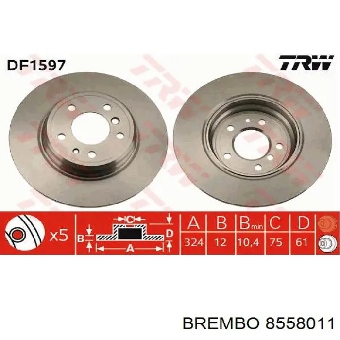 8558011 Brembo диск гальмівний задній