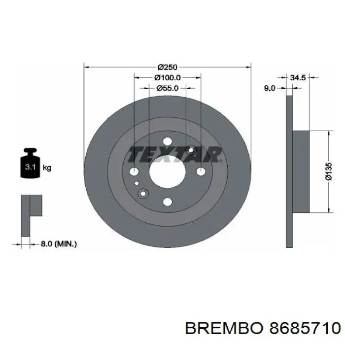 8685710 Brembo диск гальмівний задній