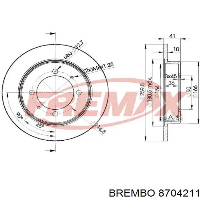 Купити 8704211 Brembo Диск заднього гальма