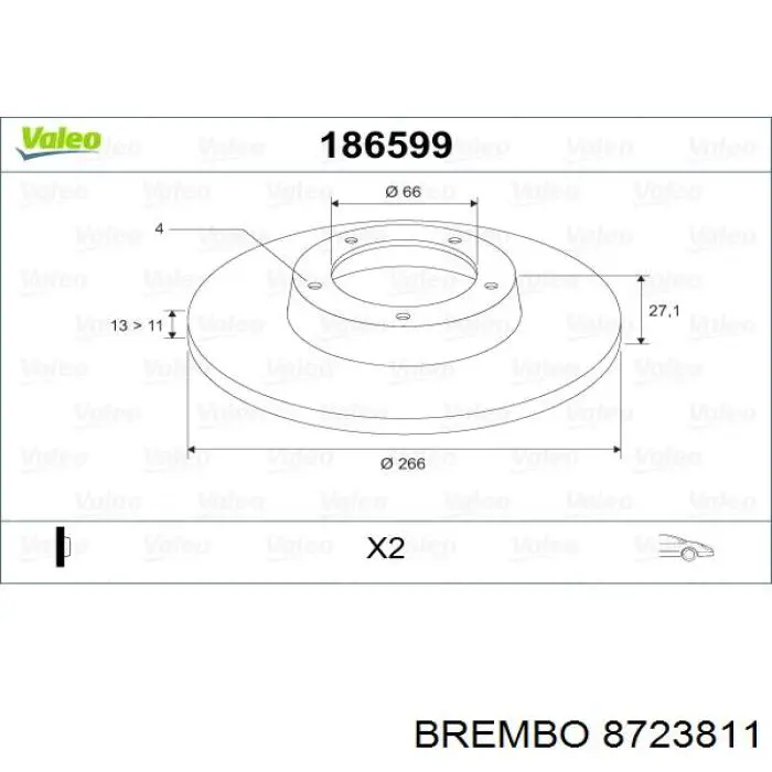 Гальмівні диски передні 8723811 Brembo