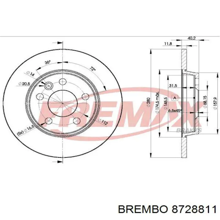 8728811 Brembo диск гальмівний задній