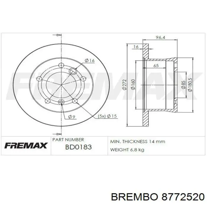 8772520 Brembo Дискові гальма