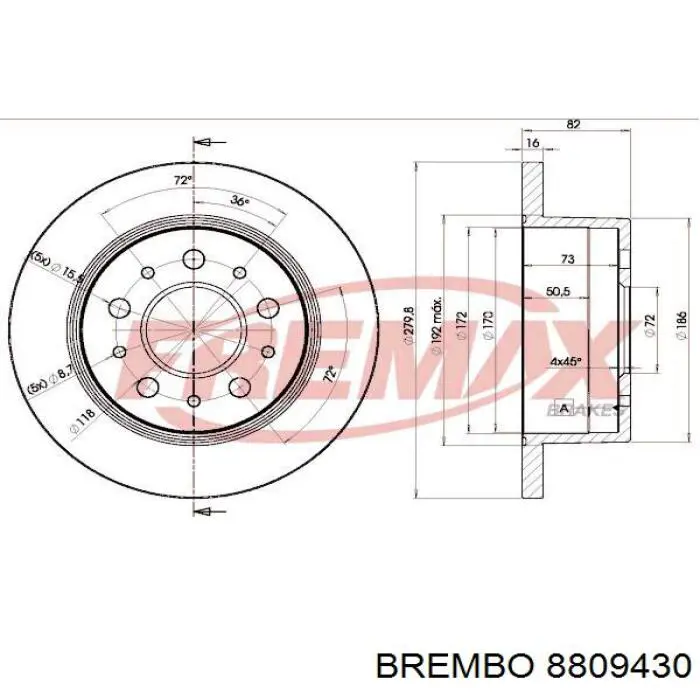 Задні дискові гальма Brembo 8809430 ціна, від 43.40 USD