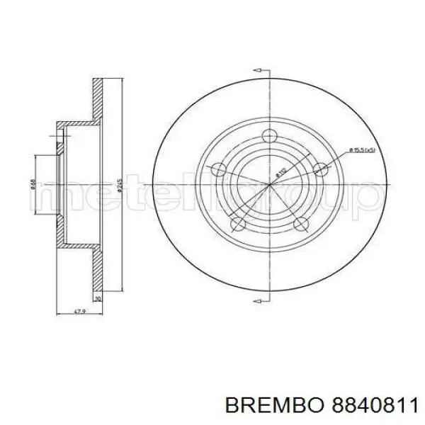 Диск гальмівний задній Brembo 8840811