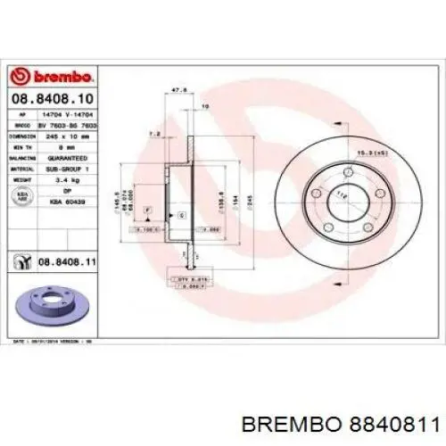 Задні дискові гальма Brembo 8840811 ціна, від 27.14 USD