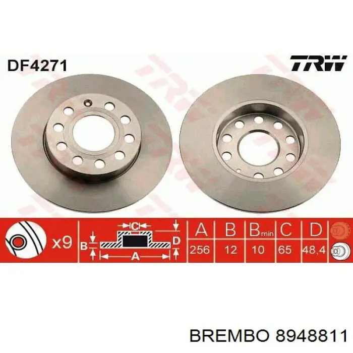 Купити 8948811 Brembo Диск заднього гальма
