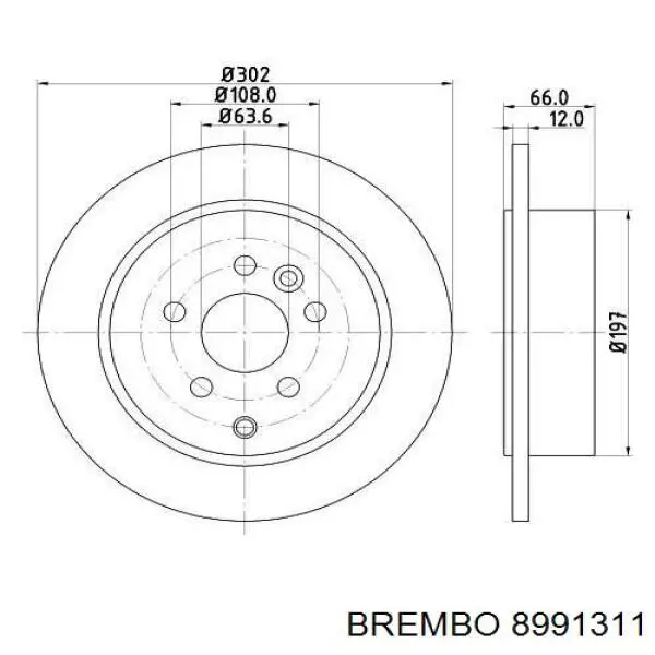 8991311 Brembo диск гальмівний задній