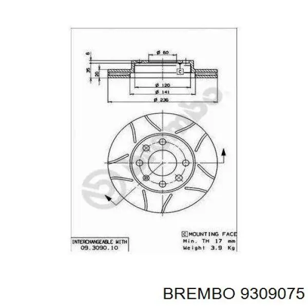 Купити 9309075 Brembo Ротор гальмівний