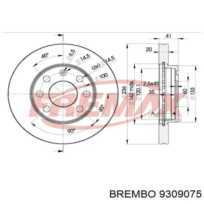 9309075 Brembo Гальмо дискове переднє