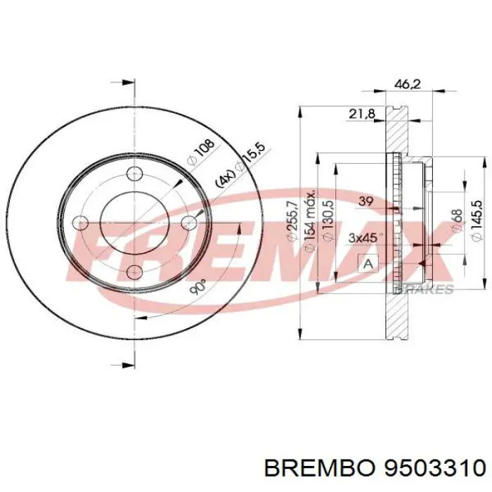 9503310 Brembo Гальмо дискове переднє
