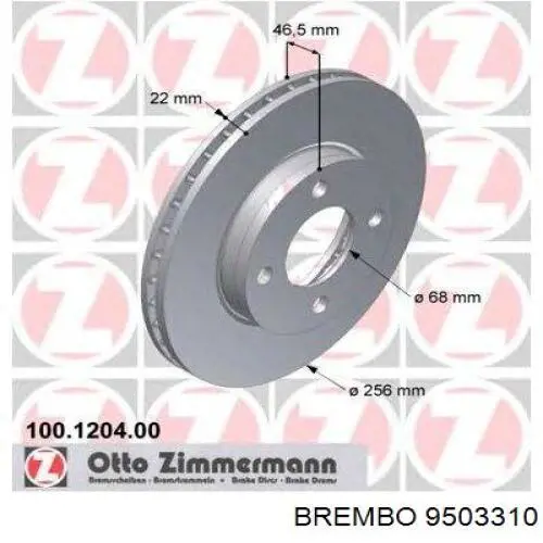 Диск переднього гальма Brembo 9503310 ціна, від 31.74 USD