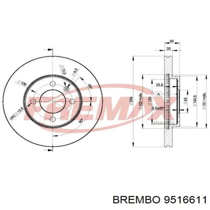 9516611 Brembo диск гальмівний передній