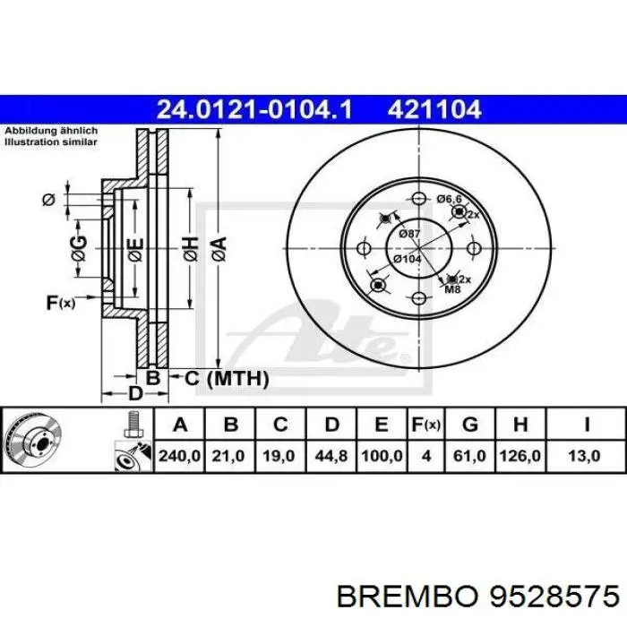 Купити 9528575 Brembo Ротор гальмівний