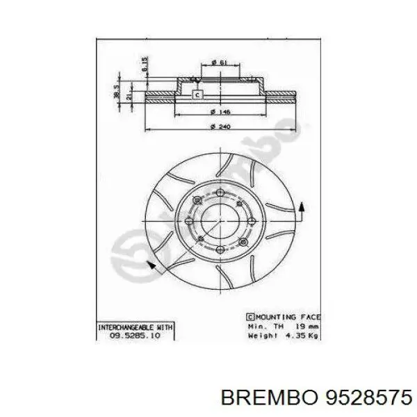 9528575 Brembo Гальмо дискове переднє