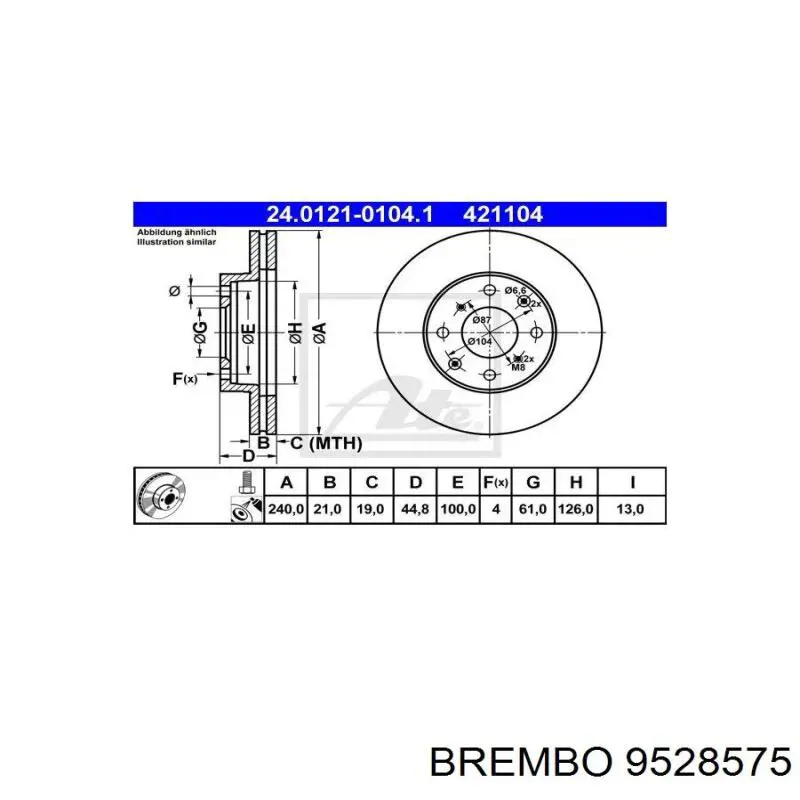 Диск переднього гальма Brembo 9528575 ціна, від 29.14 USD