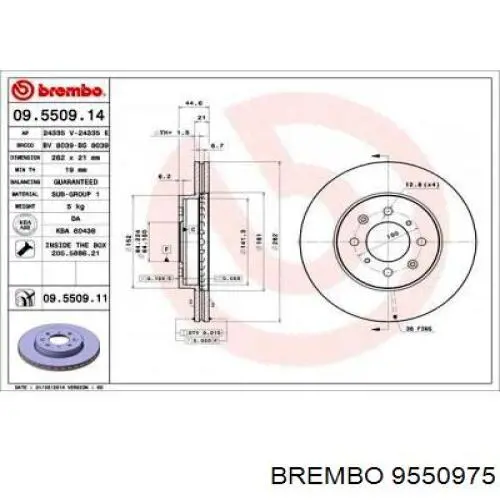 Диск переднього гальма Brembo 9550975 ціна, від 31.47 USD