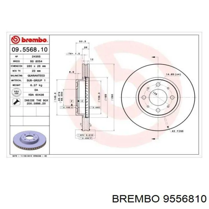 Купити 9556810 Brembo Ротор гальмівний
