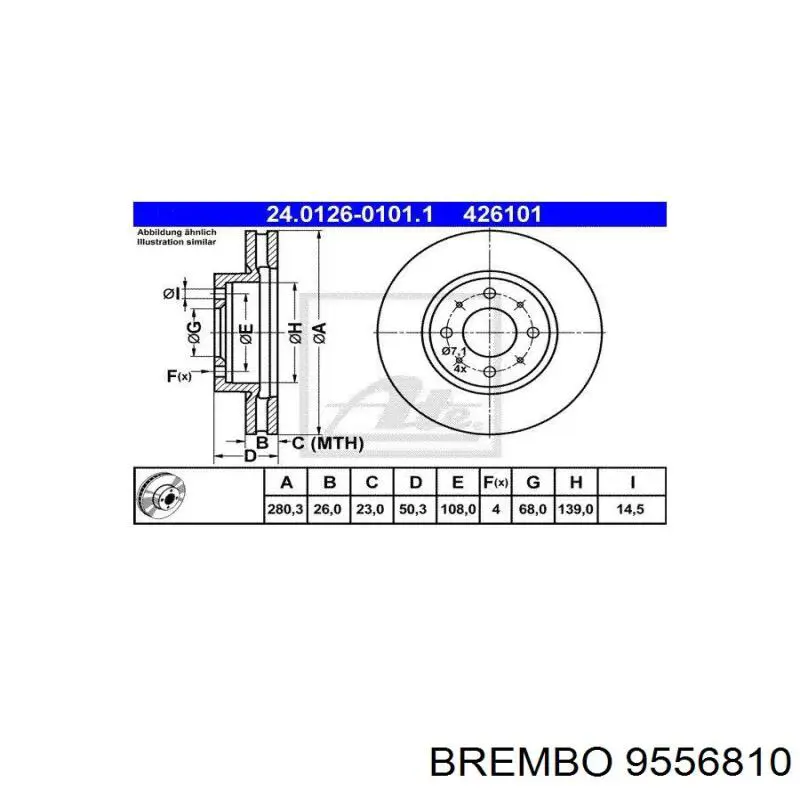 Диск переднього гальма Brembo 9556810 ціна, від 47.34 USD