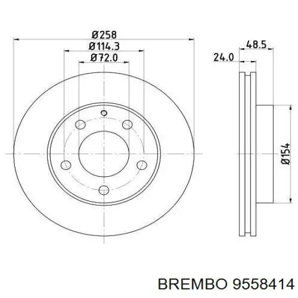 9558414 Brembo диск гальмівний передній