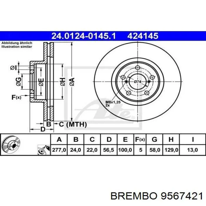 Гальмівні диски передні 9567421 Brembo
